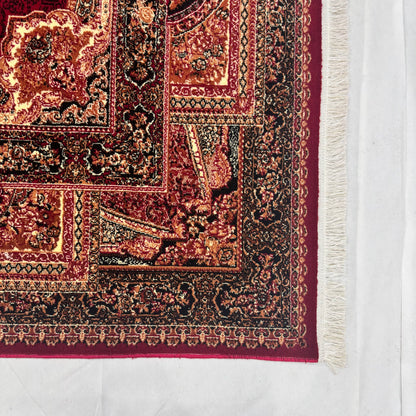 Persian Kashani Red Classic Medallion Rug 8x11 ft – 500 Reeds Nylon Machine-Made Iran