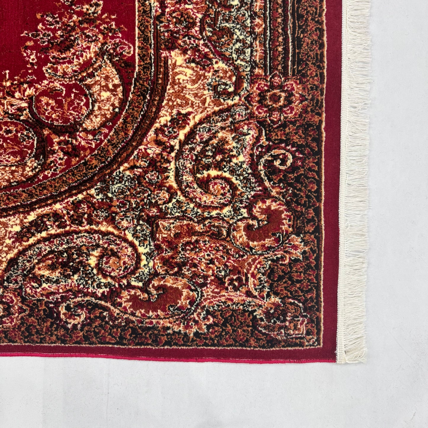 Persian Kashani Red Floral Medallion Rug 7x10 ft – 500 Reeds Nylon Machine-Made Iran