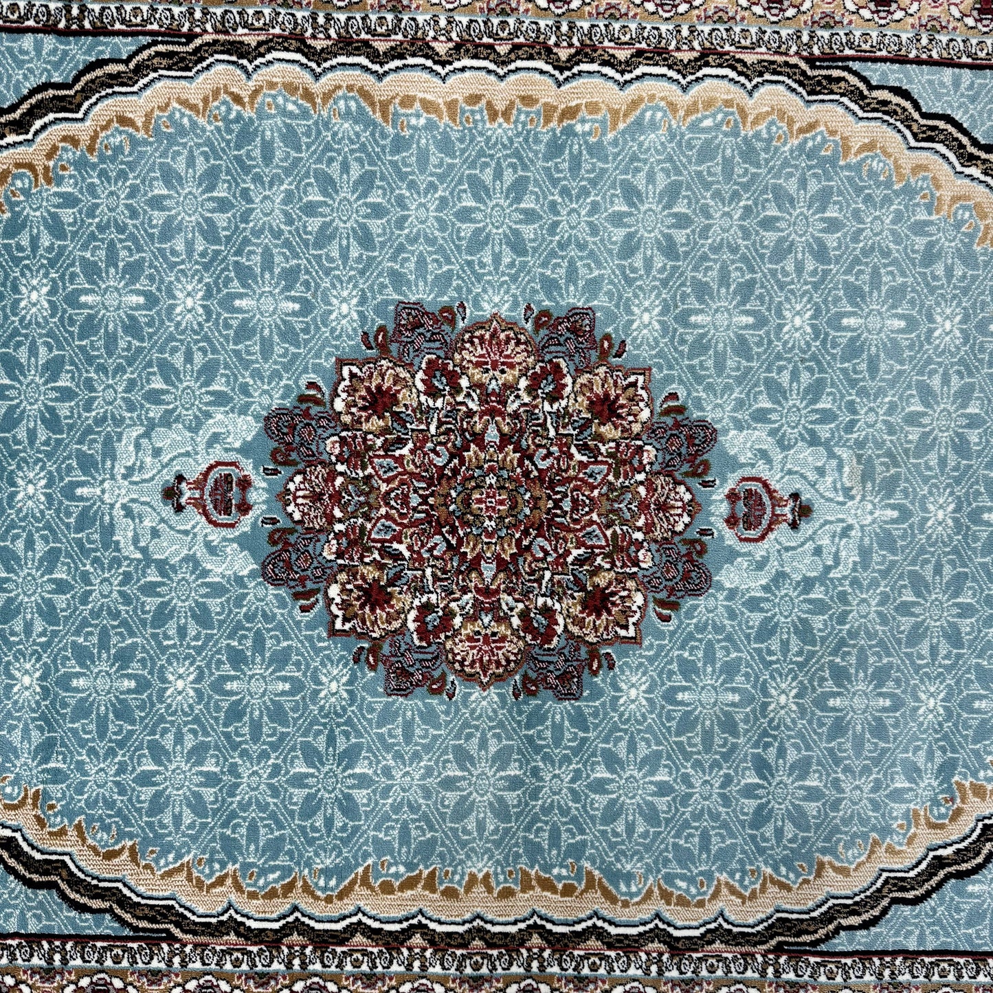 : 5ft x 8ft Persian Rug - Farsh e Nab | 500 Reeds | Luxurious, Machine-Made | Elegant Teal & Burgundy Design | Durable, Easy Maintenance, Eco-Friendly | Made in Iran