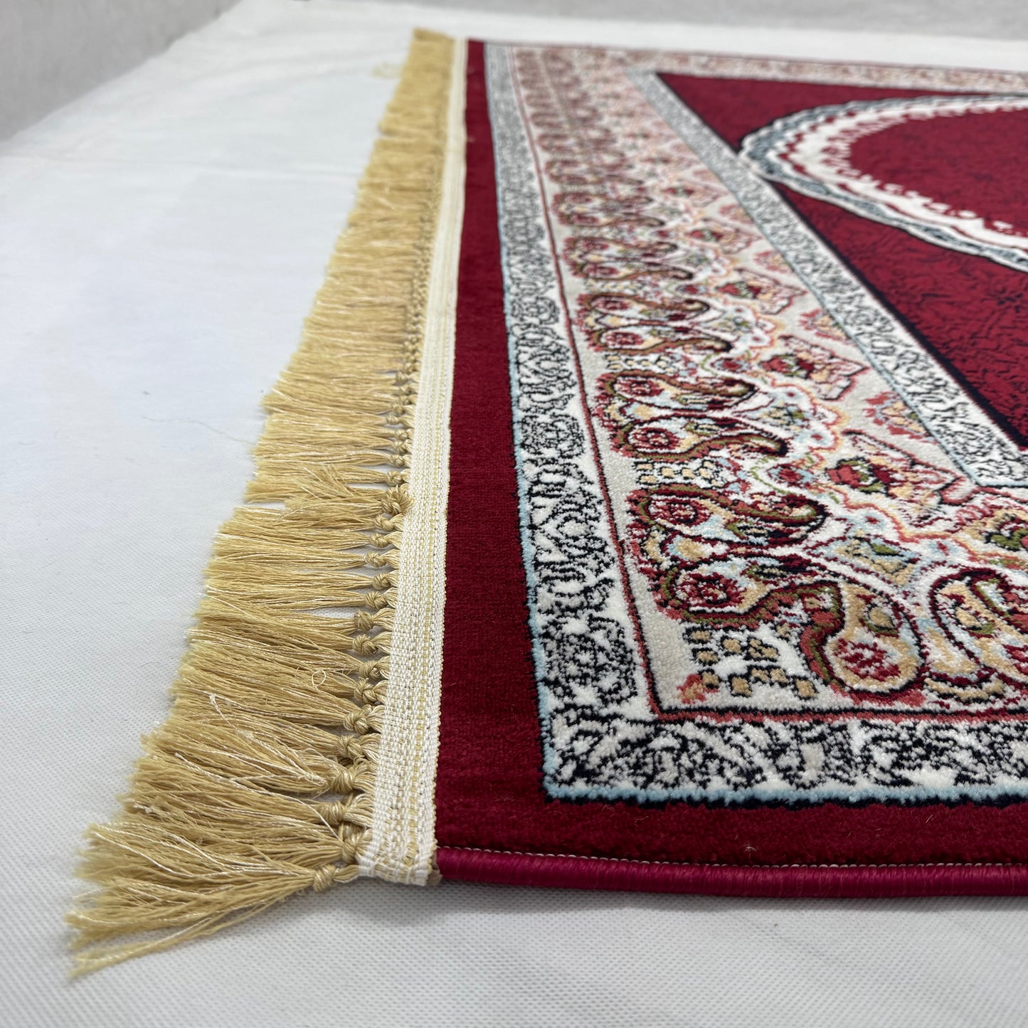 7ft x 10ft Persian Rug - Farsh e Nab, 500 Reeds, Acrylic & Polyester - Rich Burgundy Medallion