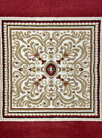 Luxurious 7 ft x 10 ft Venus Turkish VK Emir Area Rug - Rich Red Wine and Beige Elegance