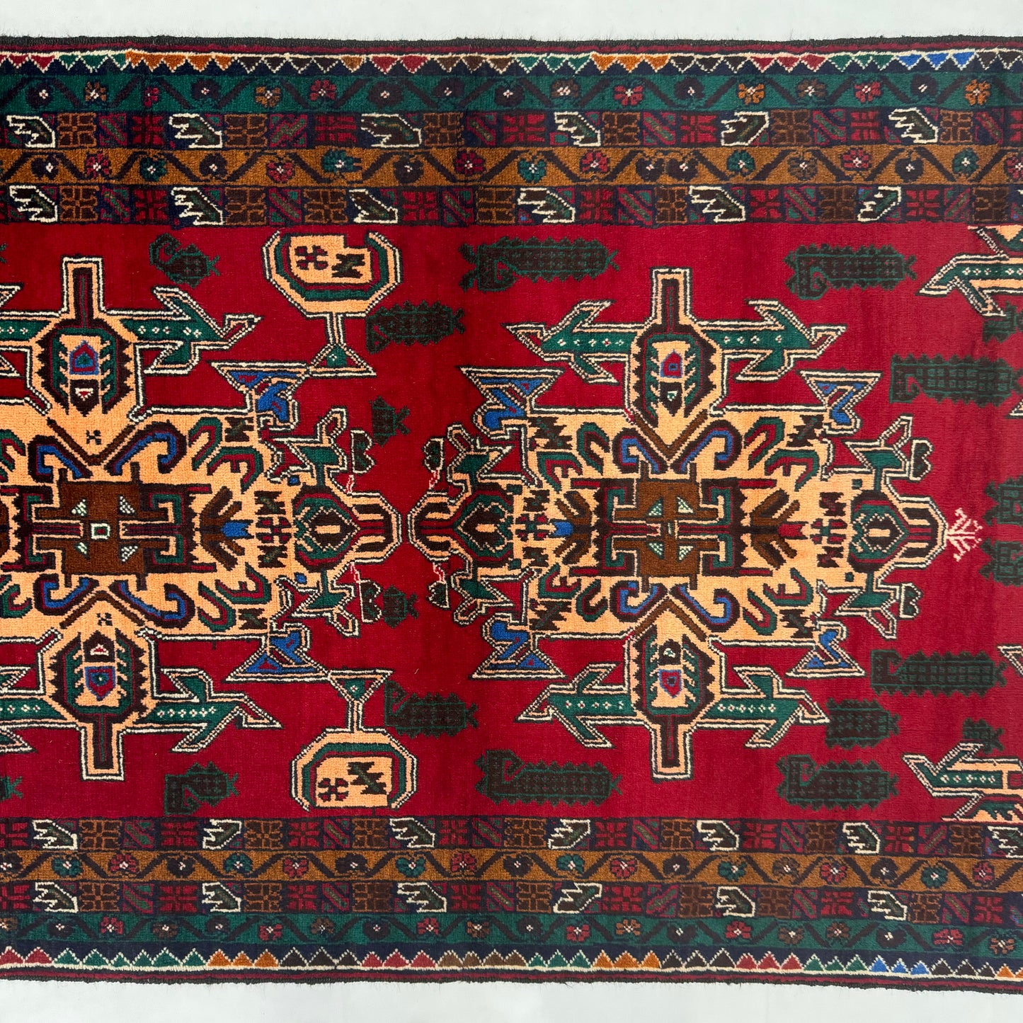 Handmade Afghan Wool Rug - 4 ft x 8 ft | Baluchi Aqsi Design | Bold, Durable, Eco-Friendly Luxury