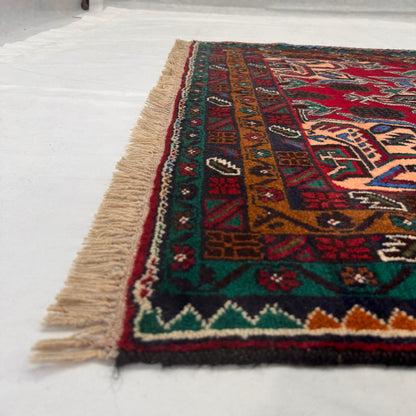 Handmade Afghan Wool Rug - 4 ft x 8 ft | Baluchi Aqsi Design | Bold, Durable, Eco-Friendly Luxury