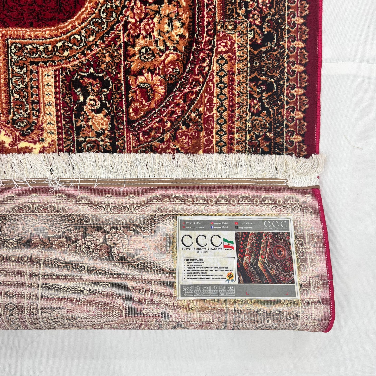 Persian Kashani Red Classic Medallion Rug 8x11 ft – 500 Reeds Nylon Machine-Made Iran