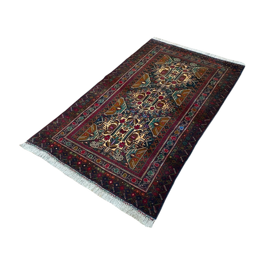 Authentic Baluchi 5 - 4 ft x 6 ft - Handmade Carpet - Red Wine - Timeless Beauty for Your Home