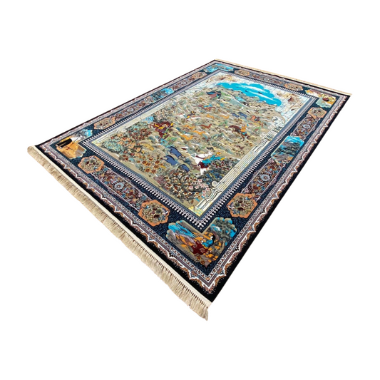 8 ft x 11 ft - Area Rug - Persian 1500 Reeds - Tabriz Animal Pictorial Hunting Design (Limited Edition))