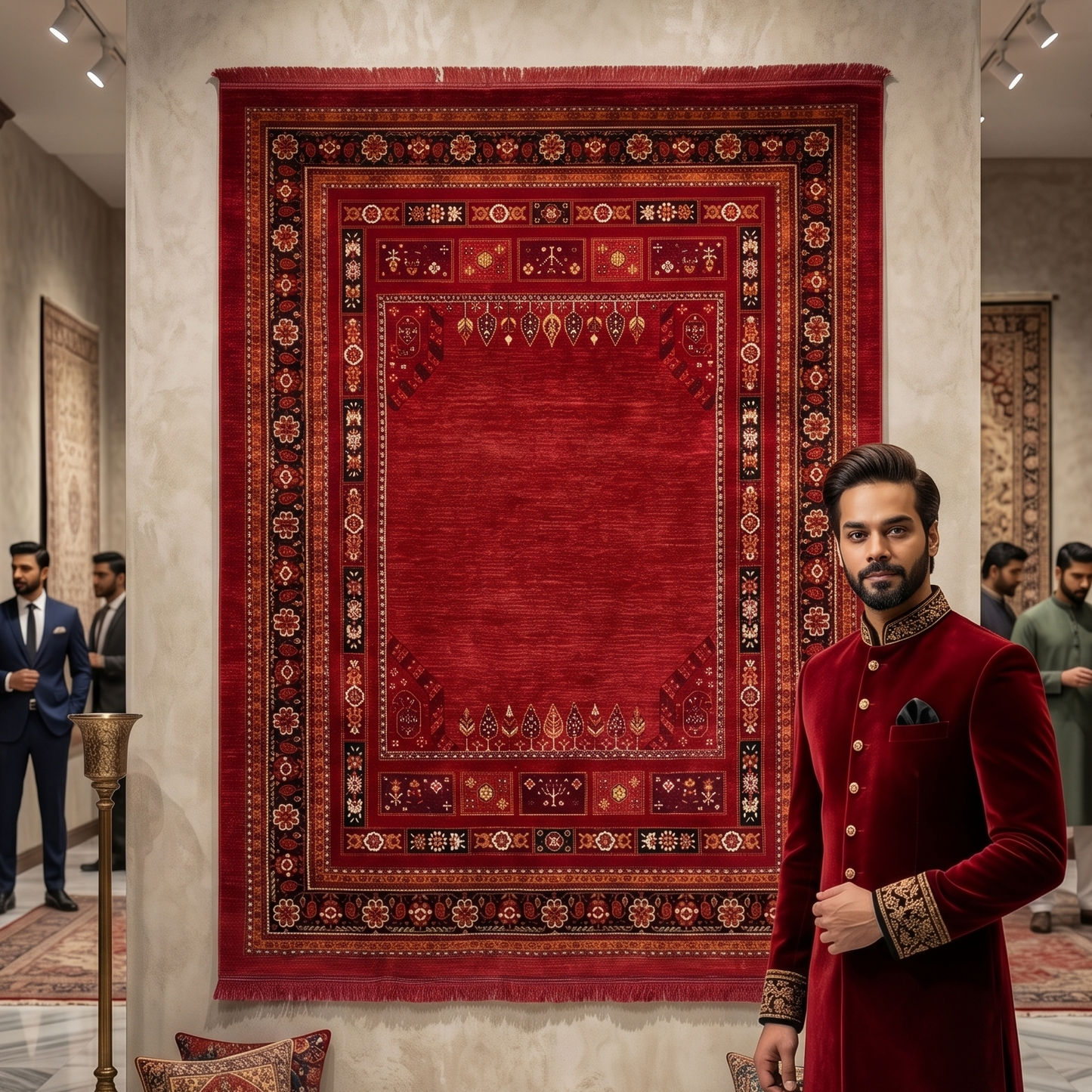 7 ft x 10 ft Red Persian 700 Reed Acrylic Rug, Gabbeh Tribal Carpet