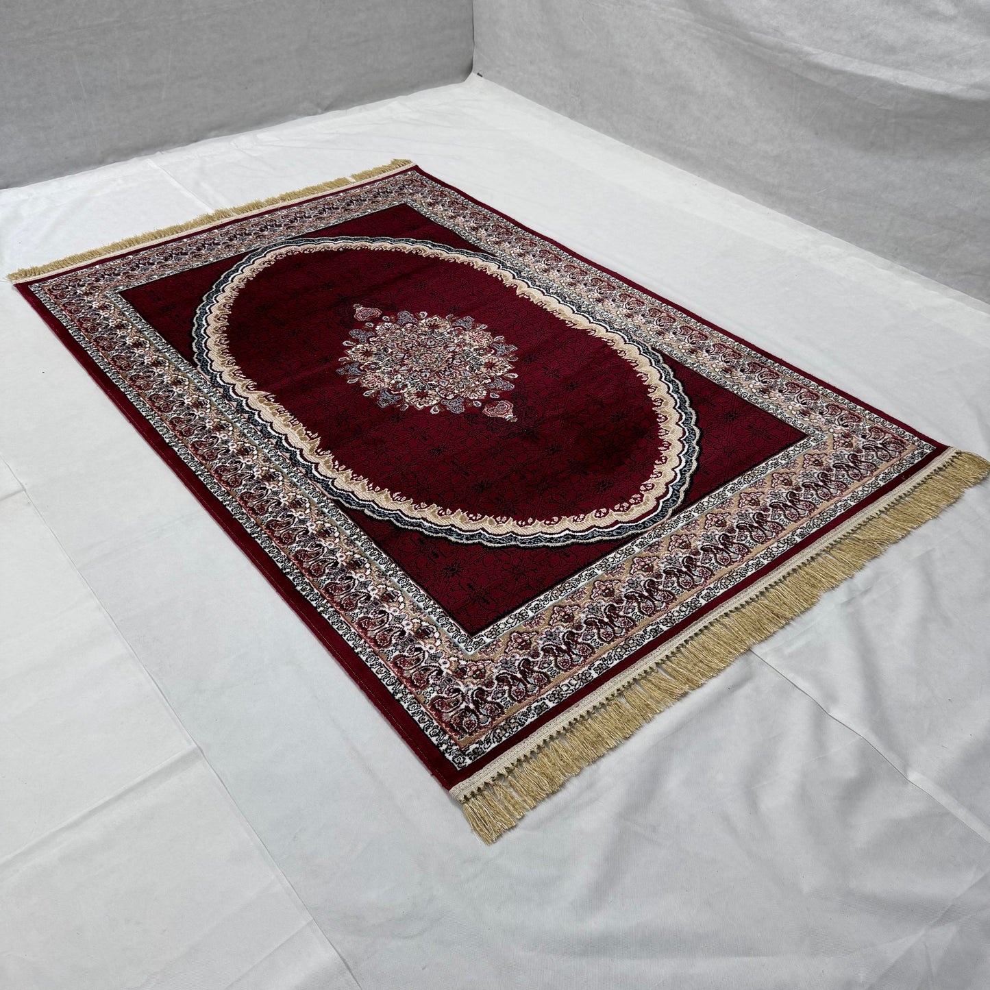 : 5ft x 8ft Persian Rug - Farsh e Nab | 500 Reeds | Luxurious, Machine-Made | Elegant Burgundy & Gold Design | Durable, Easy Maintenance, Eco-Friendly | Made in Iran