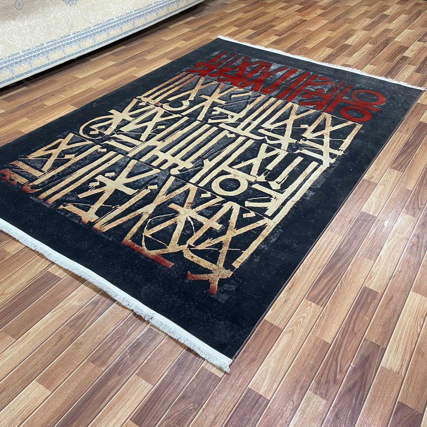 Stylish 7 ft x 10 ft Persian Area Rug - Mahromah 6 - Black and Gold - Superior Comfort & Modern Contemporary Accent