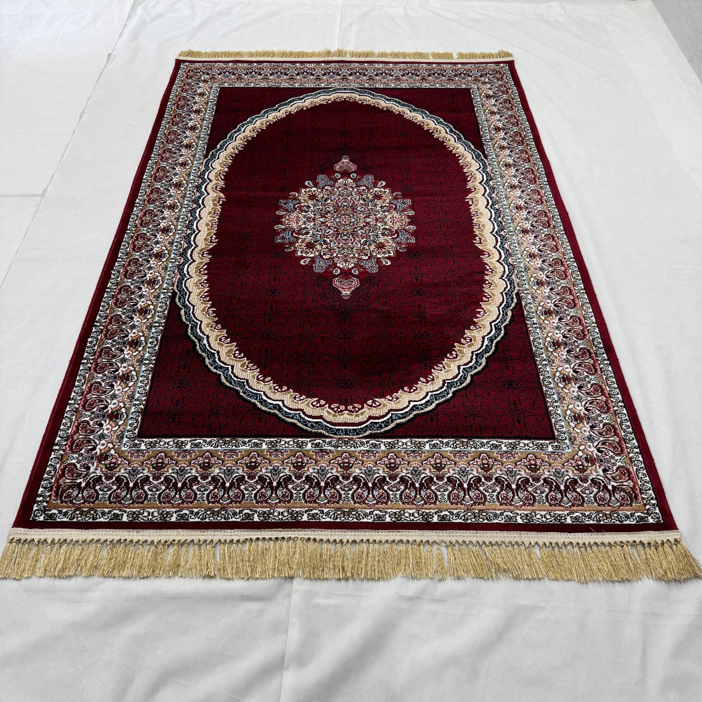 : 5ft x 8ft Persian Rug - Farsh e Nab | 500 Reeds | Luxurious, Machine-Made | Elegant Burgundy & Gold Design | Durable, Easy Maintenance, Eco-Friendly | Made in Iran