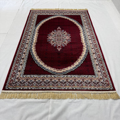 : 5ft x 8ft Persian Rug - Farsh e Nab | 500 Reeds | Luxurious, Machine-Made | Elegant Burgundy & Gold Design | Durable, Easy Maintenance, Eco-Friendly | Made in Iran