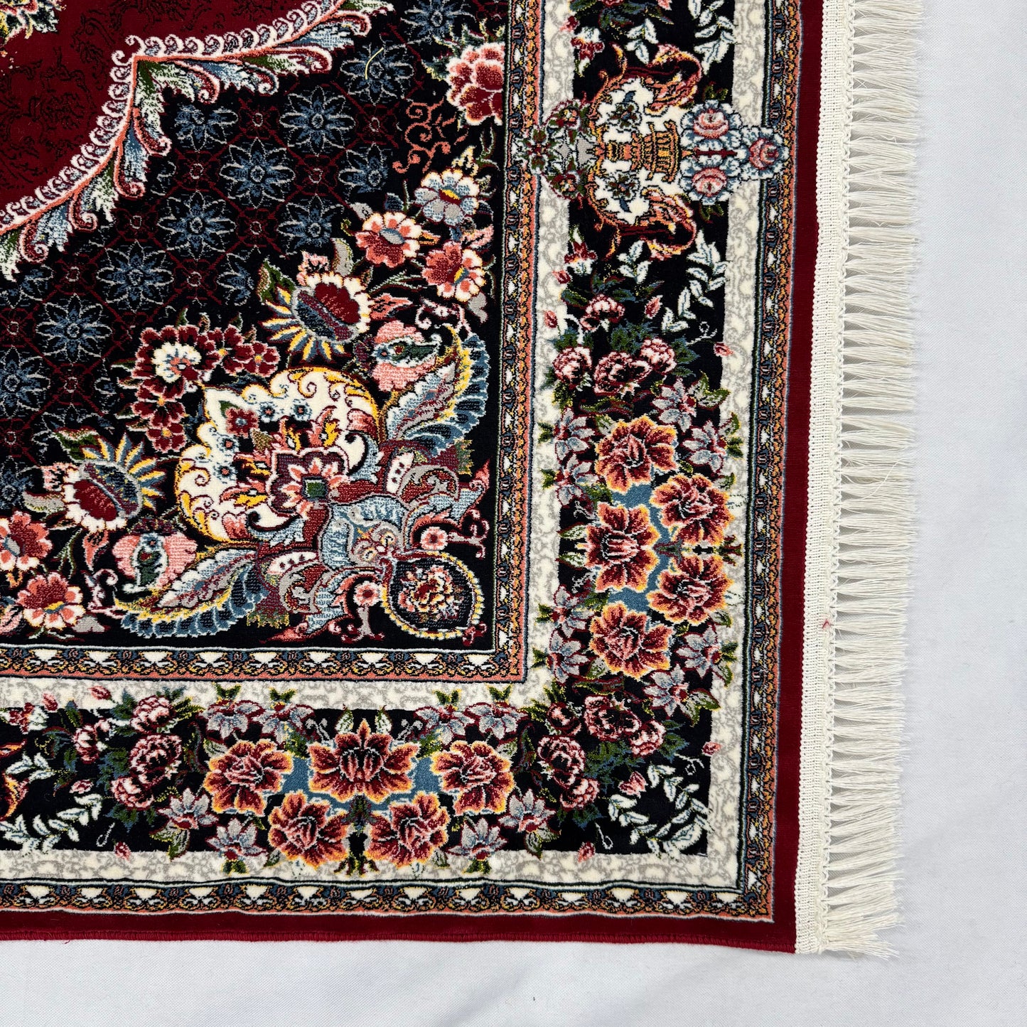 7ft x 10ft Persian Rug - Farsh e Nagin Chaman - 1000 Reeds - Rich Red & Black Color