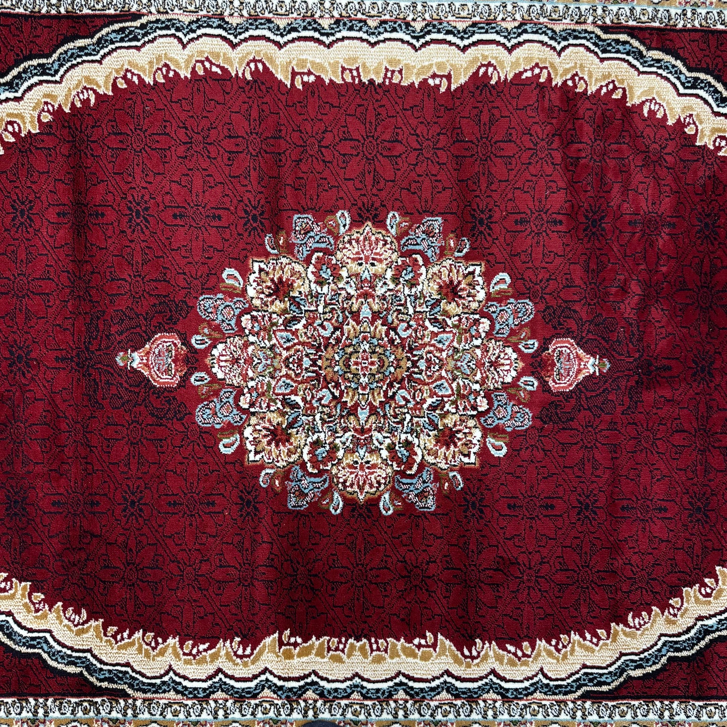 : 5ft x 8ft Persian Rug - Farsh e Nab | 500 Reeds | Luxurious, Machine-Made | Elegant Burgundy & Gold Design | Durable, Easy Maintenance, Eco-Friendly | Made in Iran