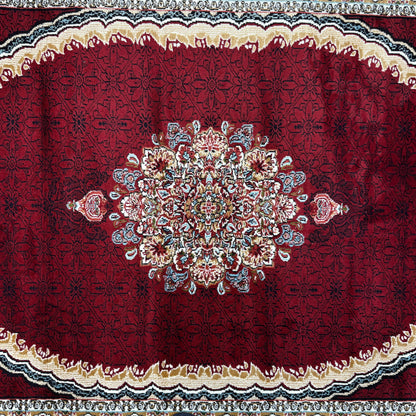 : 5ft x 8ft Persian Rug - Farsh e Nab | 500 Reeds | Luxurious, Machine-Made | Elegant Burgundy & Gold Design | Durable, Easy Maintenance, Eco-Friendly | Made in Iran