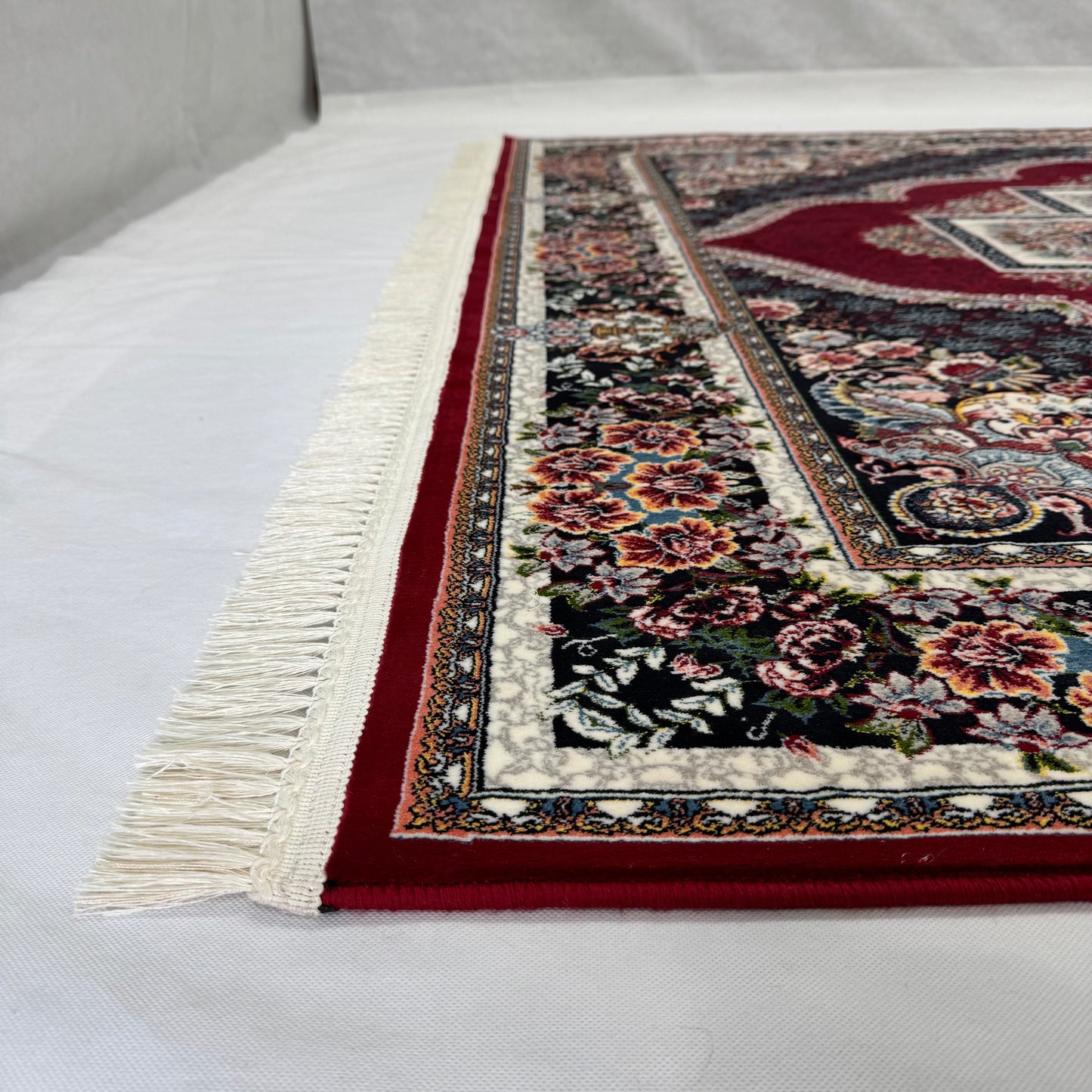 7ft x 10ft Persian Rug - Farsh e Nagin Chaman - 1000 Reeds - Rich Red & Black Color