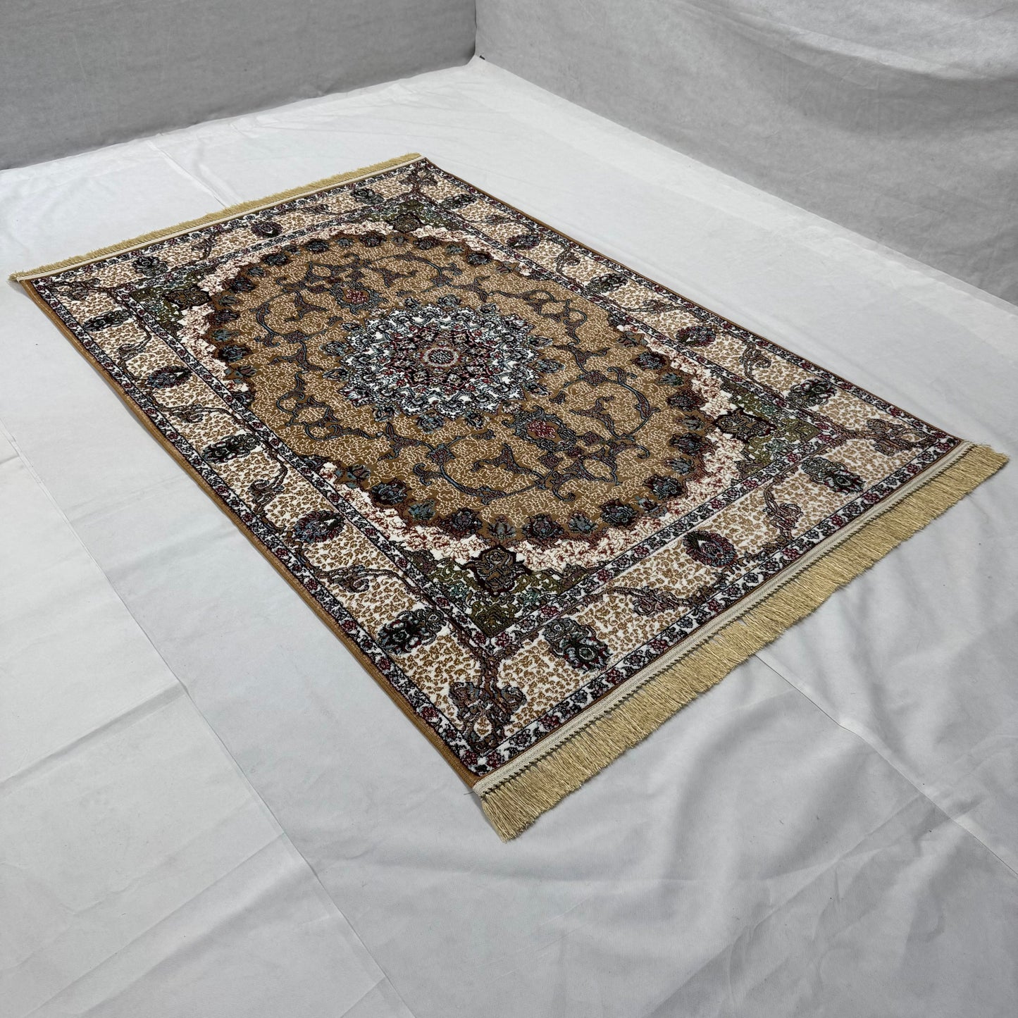 5ft x 8ft Persian Rug - Farsh e Nab | 500 Reeds | Luxurious, Machine-Made | Elegant Gold & Burgundy Design | Durable, Easy Maintenance, Eco-Friendly | Made in Iran