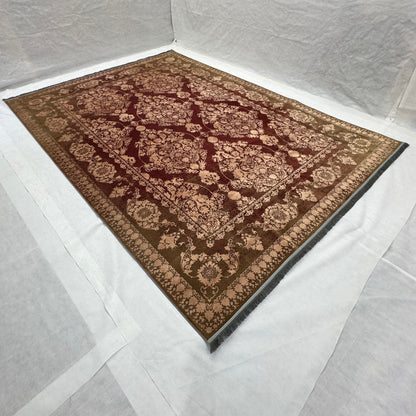 Elegant Persian Rug 8 ft x 11 ft | Beheshti Tabriz 1200 Reeds | Silk & Cotton in Regal Burgundy