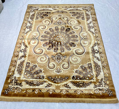 Elegant Light Brown Turkish Area Rug - 5 ft x 8 ft - JD Napoli 7 Collection