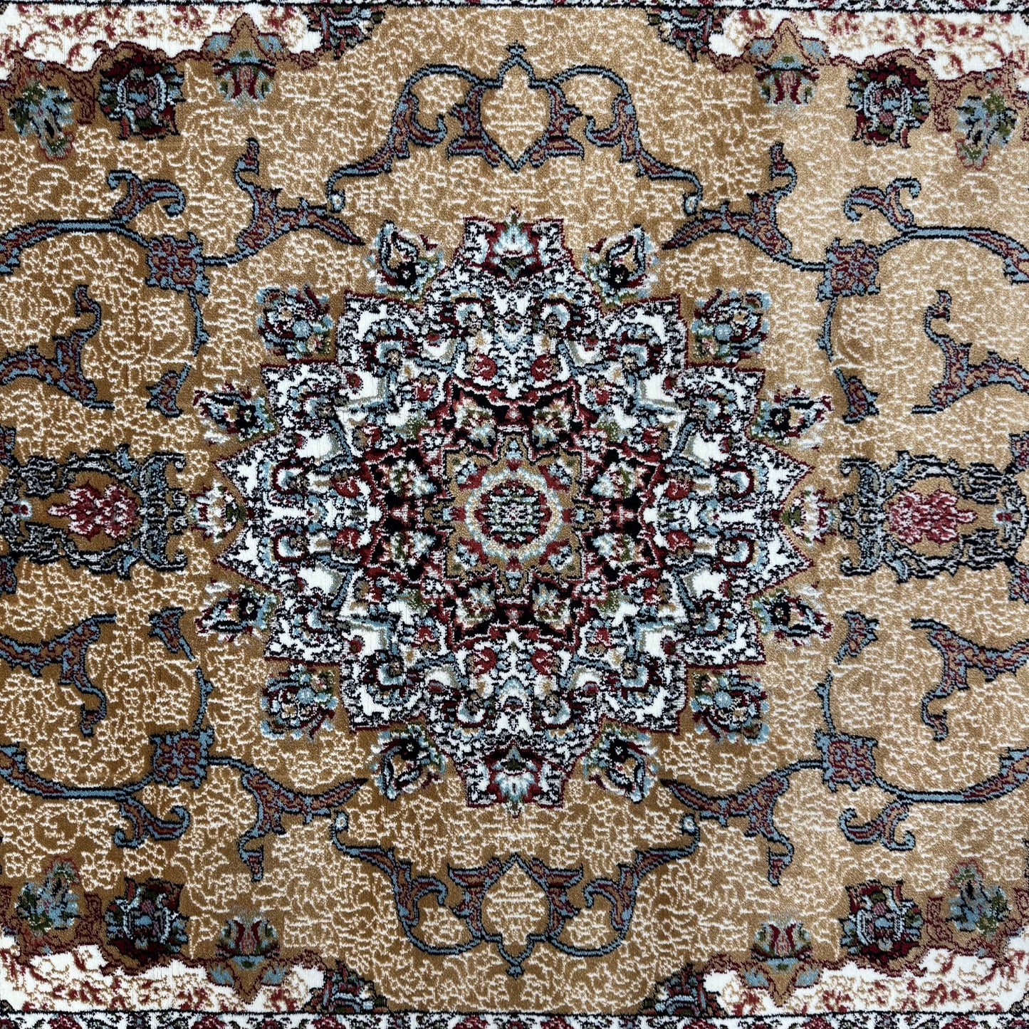 5ft x 8ft Persian Rug - Farsh e Nab | 500 Reeds | Luxurious, Machine-Made | Elegant Gold & Burgundy Design | Durable, Easy Maintenance, Eco-Friendly | Made in Iran