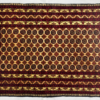 3 ft x 5 ft - Afghan Wool Handmade Rug - Bokhara Design - Red, Yellow & Black