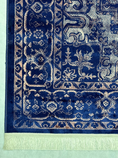 Luxurious Dark Blue Silky Area Rug - 5 ft x 8 ft - Persian Taymaz Collection