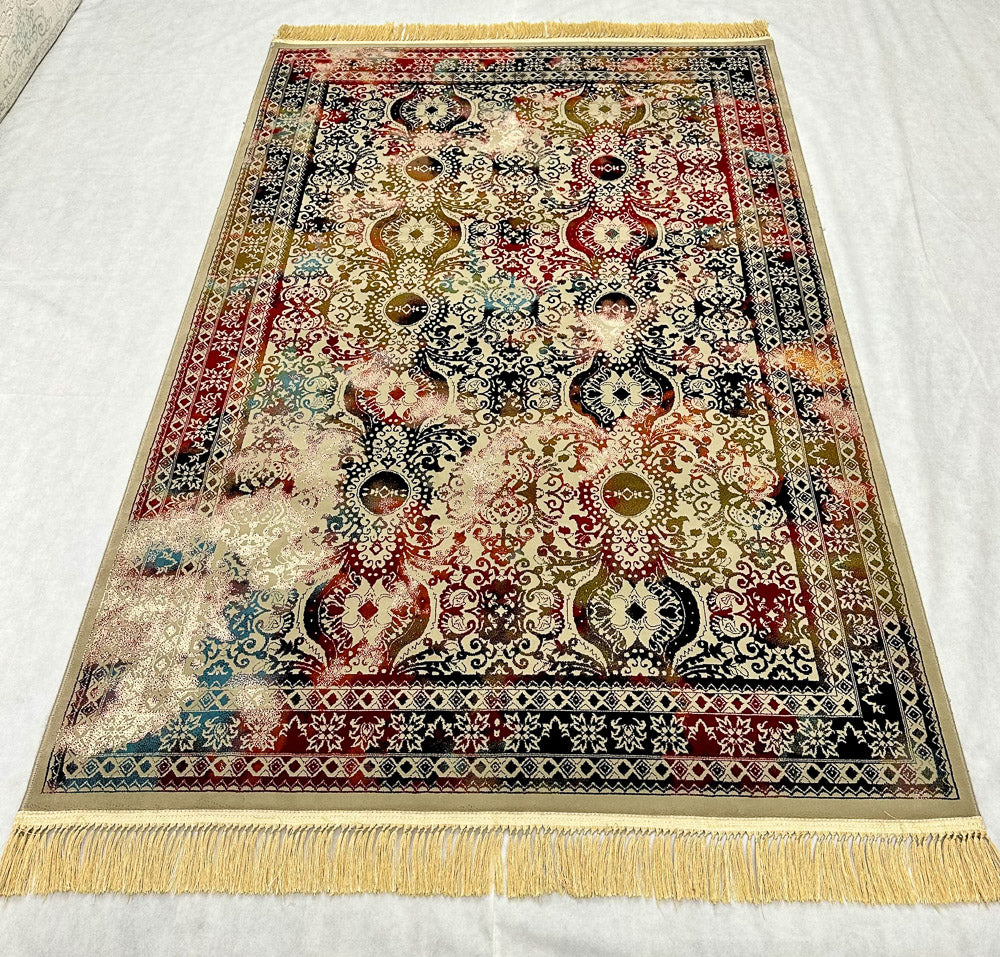 5 ft x 8 ft - Area Rug - Persian 700 Reeds - Nagina Mashad Helal 7 - Ivory and Multi Colors