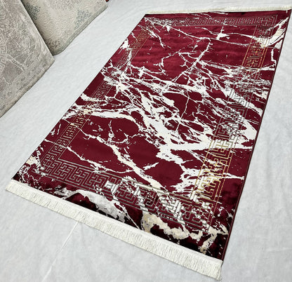 Elegant Red Wine Silky Area Rug - 5 ft x 8 ft - Persian Taymaz Collection