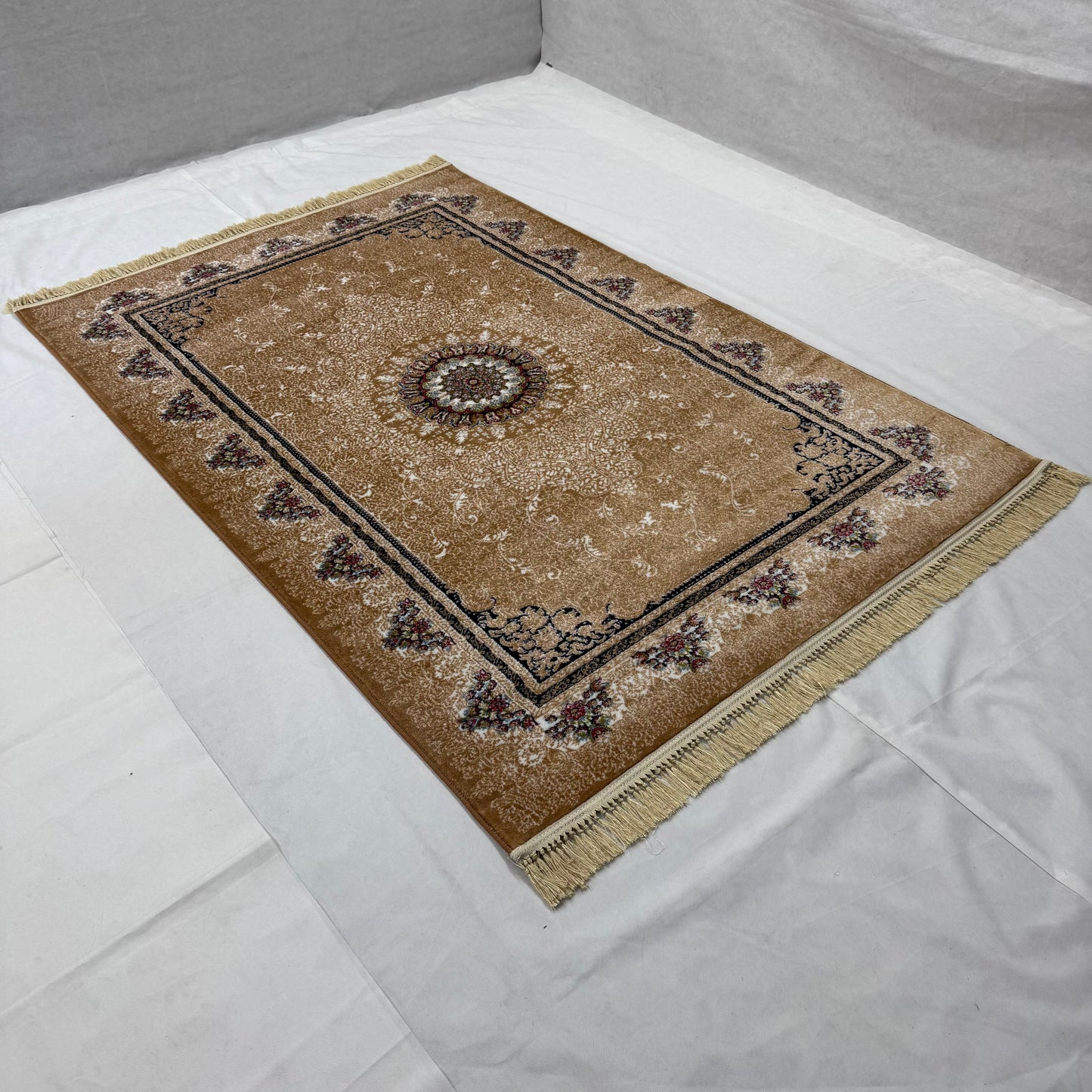 5ft x 8ft Persian Rug - Farsh e Nab | 500 Reeds | Luxurious, Machine-Made | Elegant Gold & Burgundy Design | Durable, Easy Maintenance, Eco-Friendly | Made in Iran