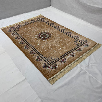 5ft x 8ft Persian Rug - Farsh e Nab | 500 Reeds | Luxurious, Machine-Made | Elegant Gold & Burgundy Design | Durable, Easy Maintenance, Eco-Friendly | Made in Iran