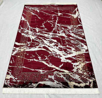 Elegant Red Wine Silky Area Rug - 5 ft x 8 ft - Persian Taymaz Collection