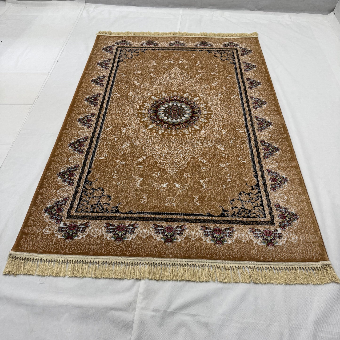 5ft x 8ft Persian Rug - Farsh e Nab | 500 Reeds | Luxurious, Machine-Made | Elegant Gold & Burgundy Design | Durable, Easy Maintenance, Eco-Friendly | Made in Iran