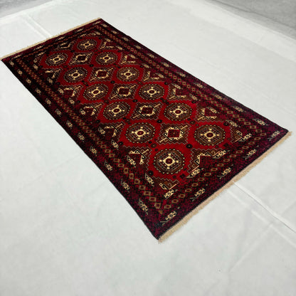 Handmade Afghan Wool Rug - 3.5 ft x 7 ft | Baluchi Aqsi Design | Bold, Durable, Eco-Friendly Luxury