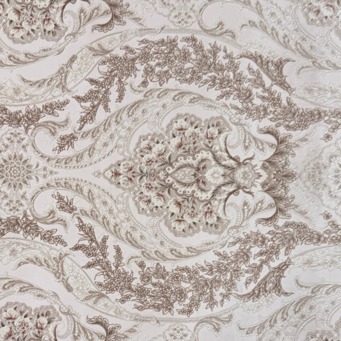 Persian Silk Rug 8 ft x 11 ft | Beheshti Tabriz 1200 Reeds | Cream & Taupe Elegance