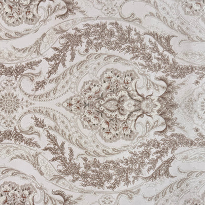 Persian Silk Rug 8 ft x 11 ft | Beheshti Tabriz 1200 Reeds | Cream & Taupe Elegance