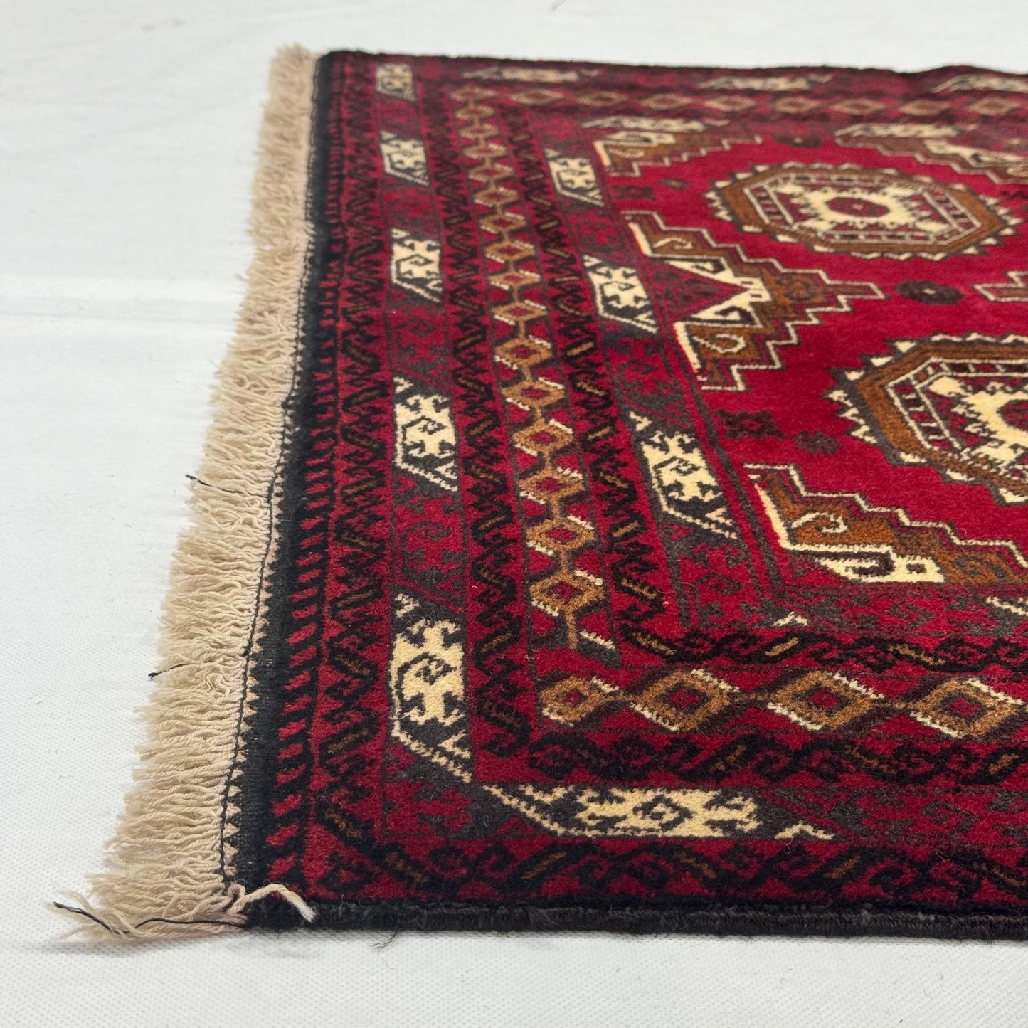 Handmade Afghan Wool Rug - 3.5 ft x 7 ft | Baluchi Aqsi Design | Bold, Durable, Eco-Friendly Luxury