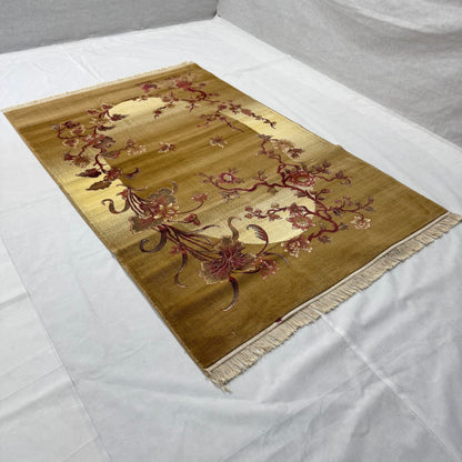 5ft x 8ft Persian Rug - Farsh e Nab | 500 Reeds | Luxurious, Machine-Made | Elegant Gold & Burgundy Floral Design | Durable, Easy Maintenance, Eco-Friendly | Made in Iran