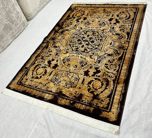 5 ft x 8 ft - Area Rug - Persian Silky - Taymaz 9 - D. Brown and D. Orange