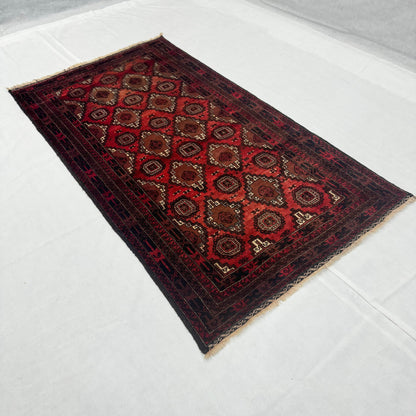 Handmade Afghan Wool Rug - 4 ft x 7 ft | Baluchi Aqsi Design | Rich, Durable, Eco-Friendly Luxury