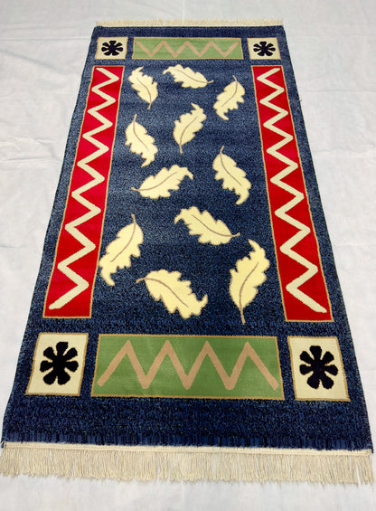 Elegant Dark Blue Persian 500 Area Rug - 3 ft x 6.5 ft - Farsh Aryan 9 with Leaf Pattern Design