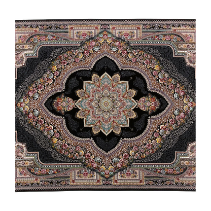 4 ft x 6 ft Area Rug - Persian 1200 Reeds - Farsh Kilim Mojalal 8 - Black - Luxurious Persian Elegance for Your Home