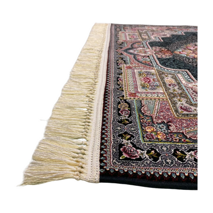 4 ft x 6 ft Area Rug - Persian 1200 Reeds - Farsh Kilim Mojalal 8 - Black - Luxurious Persian Elegance for Your Home