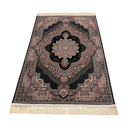 4 ft x 6 ft Area Rug - Persian 1200 Reeds - Farsh Kilim Mojalal 8 - Black - Luxurious Persian Elegance for Your Home