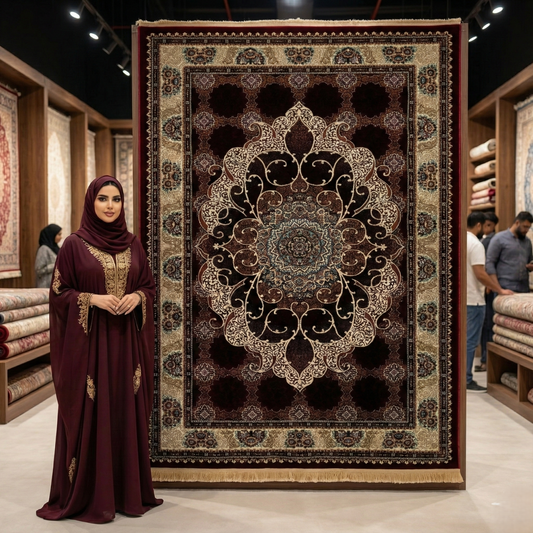 Elegant Turkish Topaz Area Rug - 5 ft x 8 ft, Rich Burgundy with Intricate Design