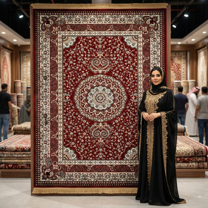 Elegant Turkish Topaz Area Rug - 5 ft x 8 ft, Rich Red Medallion Design