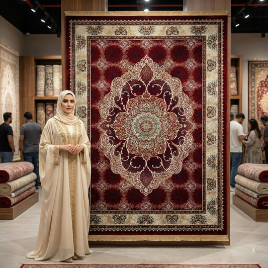 Elegant Turkish Topaz Rug - 7 ft x 10 ft, Rich Red Floral Design