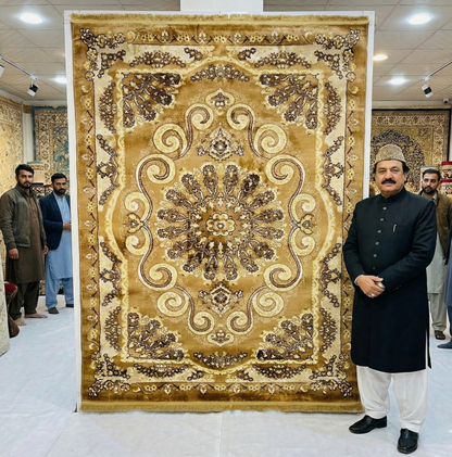 Elegant Light Brown Turkish Area Rug - 5 ft x 8 ft - JD Napoli 7 Collection