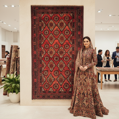 Handmade Afghan Wool Rug - 4 ft x 7 ft | Baluchi Aqsi Design | Rich, Durable, Eco-Friendly Luxury