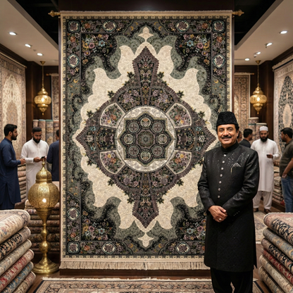 5 ft x 8 ft Area Rug - Persian 1200 Reeds - Farsh Kilim Mojalal 6 - Beige - Luxurious Persian Elegance for Your Home