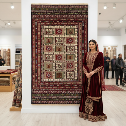 4ft x 6ft Handmade Afghan Wool Premium Kilim Rug – Floral and Animal Design – Luxurious, Durable, Eco-Friendly