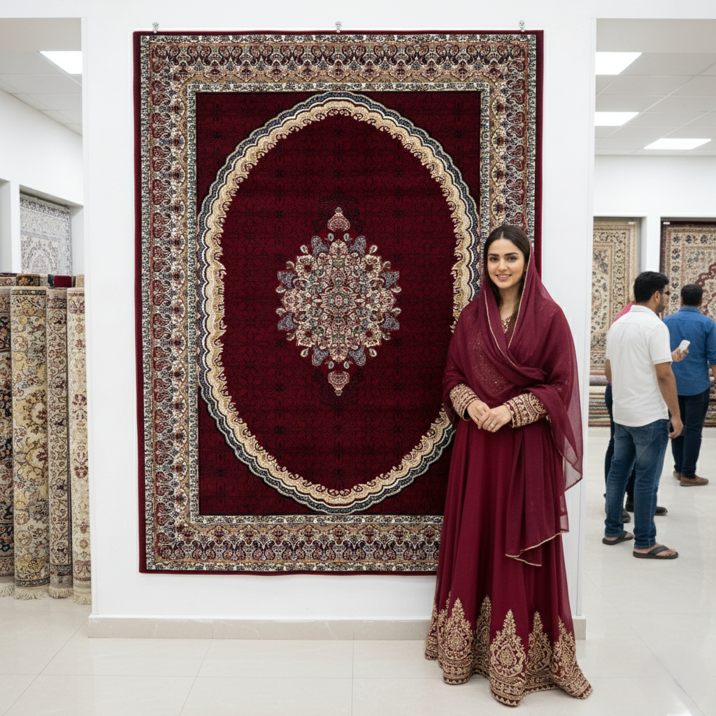 : 5ft x 8ft Persian Rug - Farsh e Nab | 500 Reeds | Luxurious, Machine-Made | Elegant Burgundy & Gold Design | Durable, Easy Maintenance, Eco-Friendly | Made in Iran